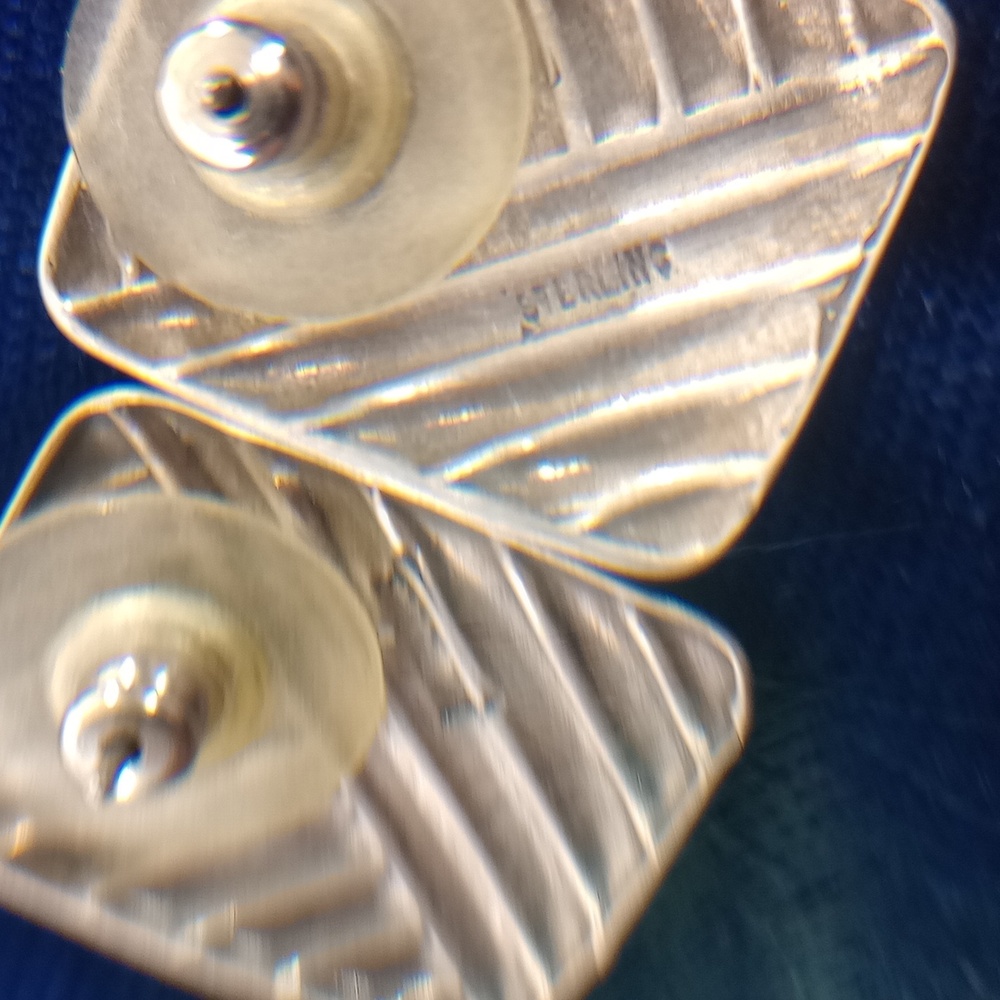 Sterling Silver Diamond Cut Rectangle Geometric S… - image 5